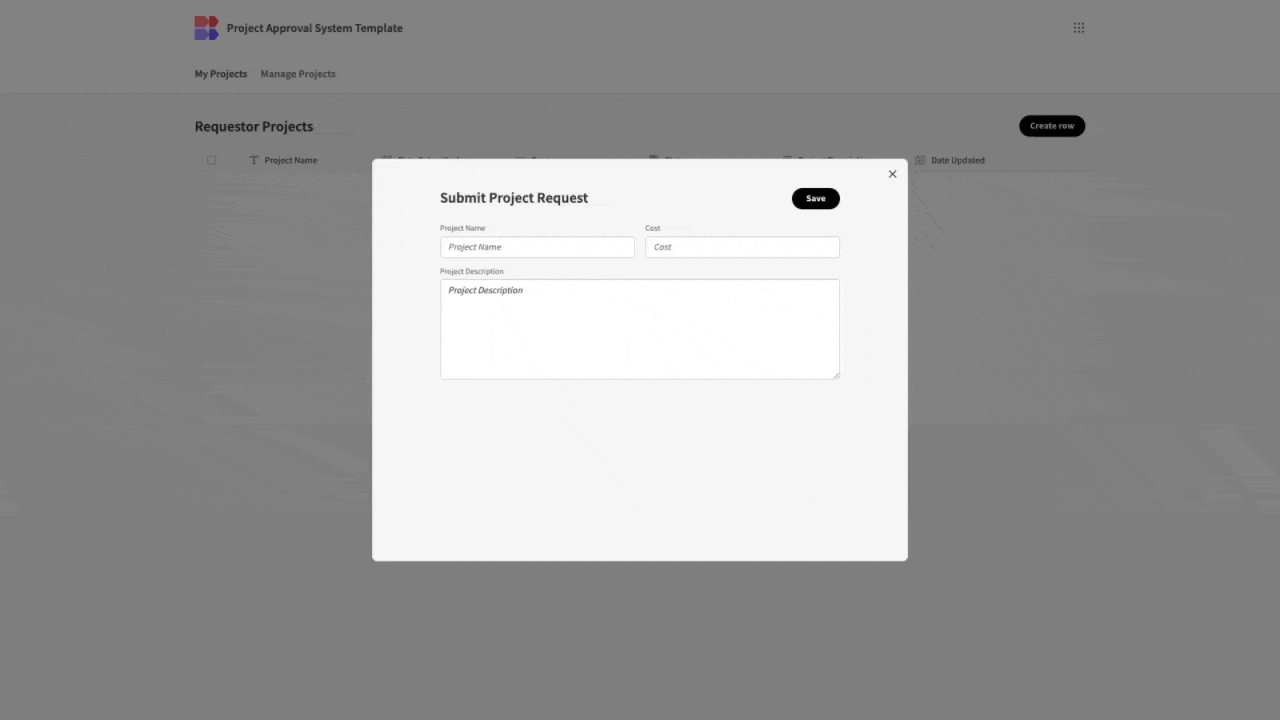 Project Approval System Template | Budibase | Low-Code Platform