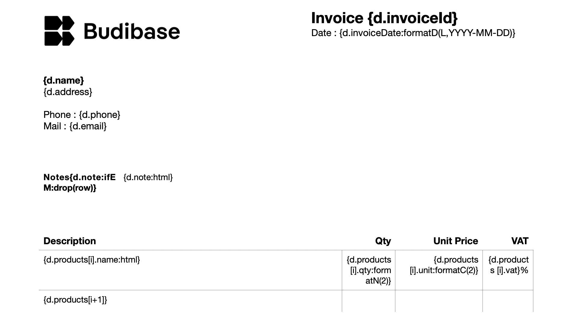 Invoice template